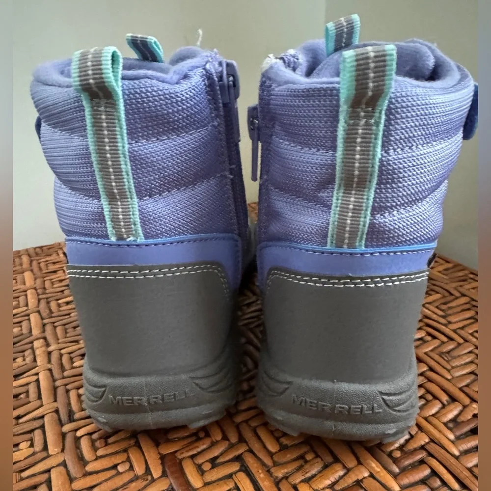 Merrell Big Kid's Polar Trekker Snow Boot 🥾in Gray/Purple/Turquoise BRAND NEW - Picture 5 of 9